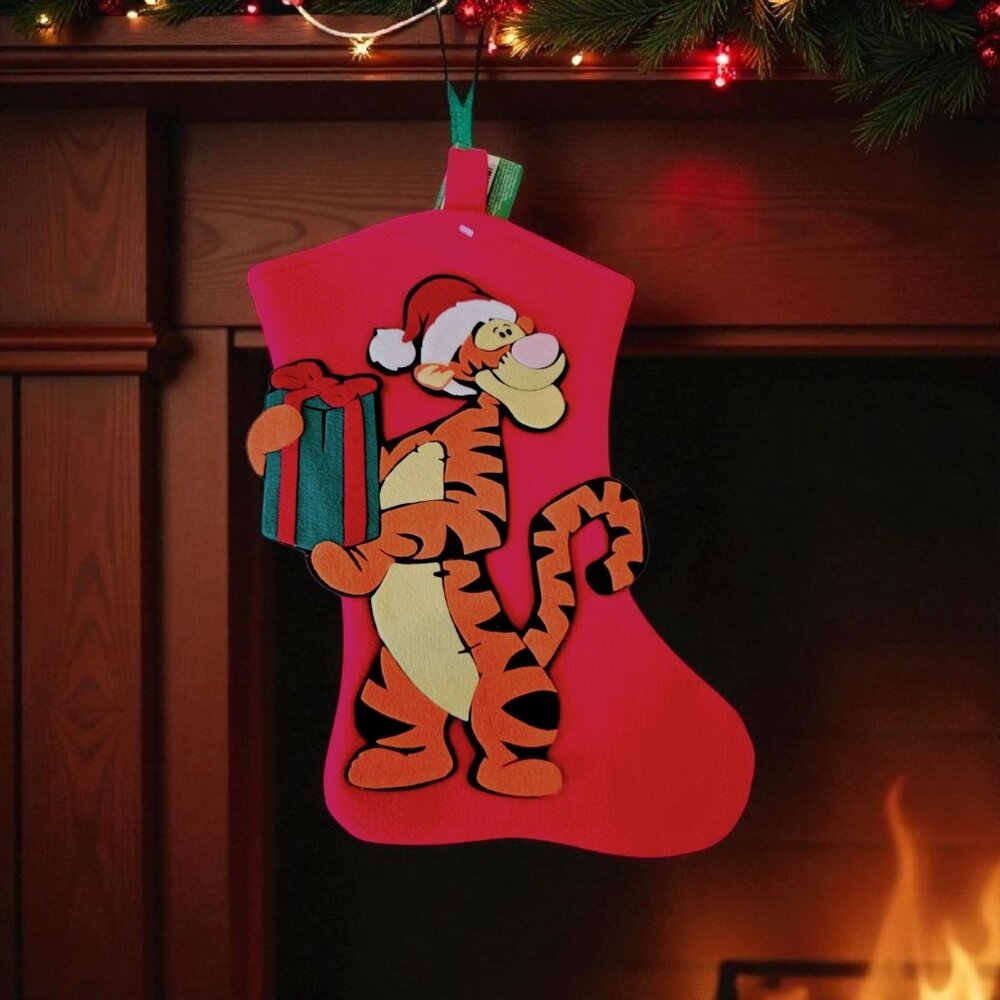 VTG 90s Santa's Best TIGGER 3D Felt Christmas Stocking Red NEW NWT‎ Disney